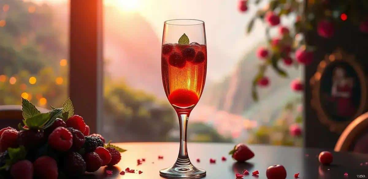 Método de preparación de la champaña con jugo de frutos rojos