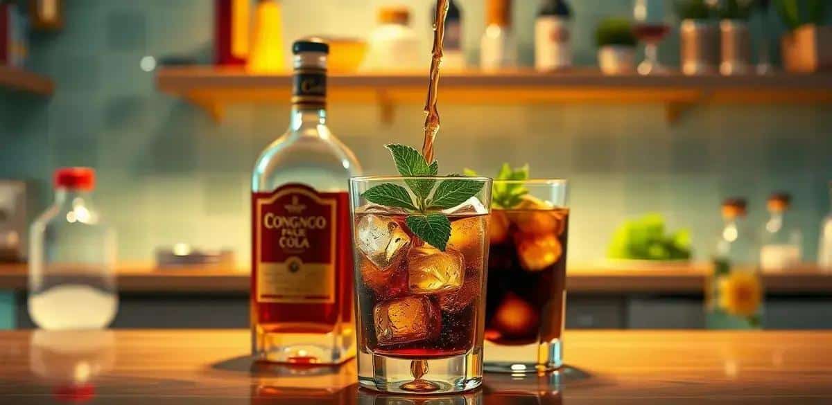 Método de preparación del coñac con soda de cola y menta