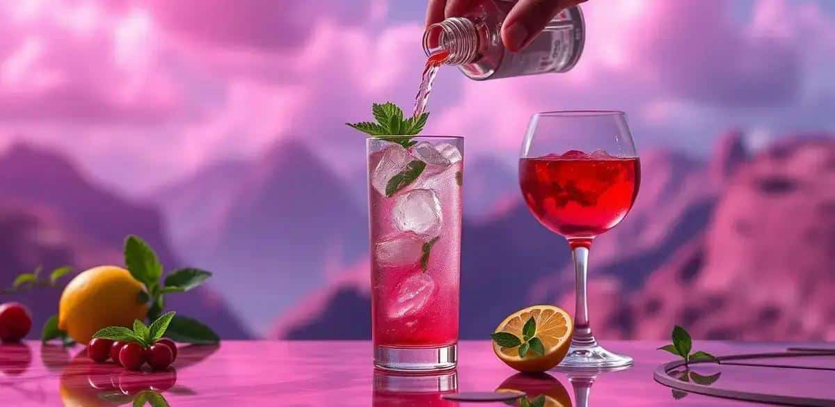 Método de preparación del gin con soda de hibisco y menta