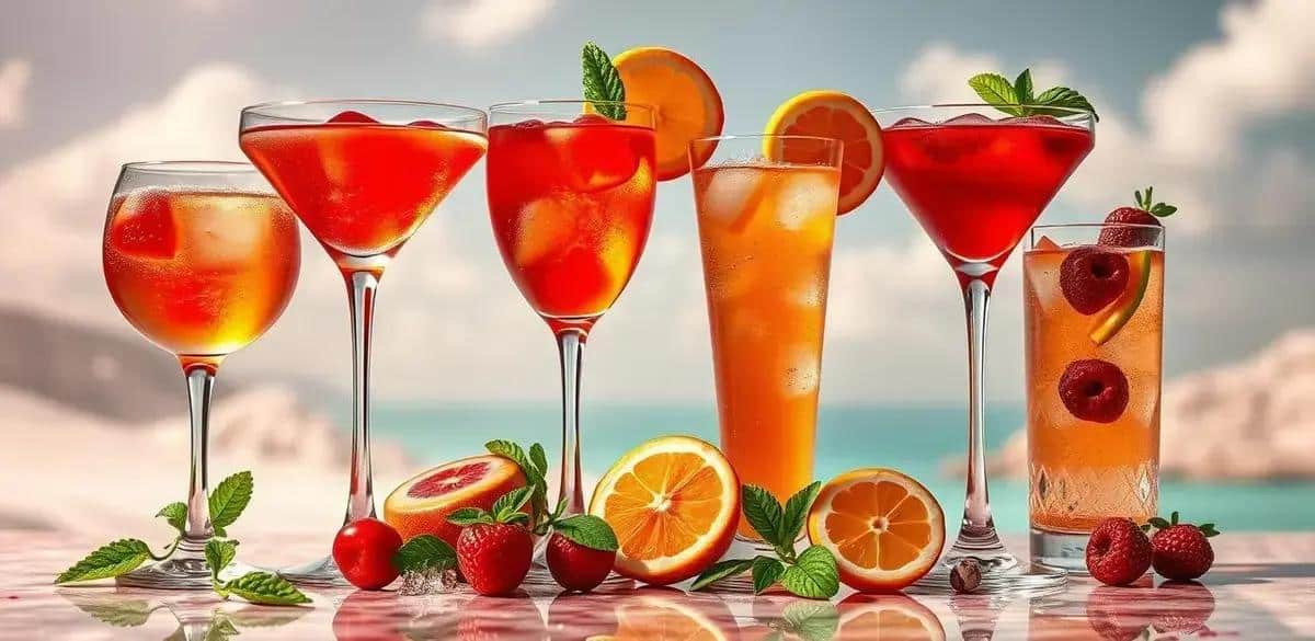 Variaciones del coñac con jugo de frutos rojos y menta