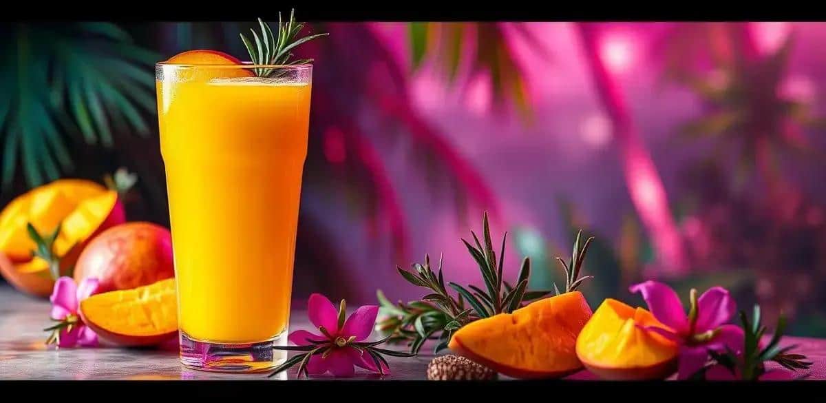 Bebida energética con jugo de mango y romero: Energía y sabor en un vaso