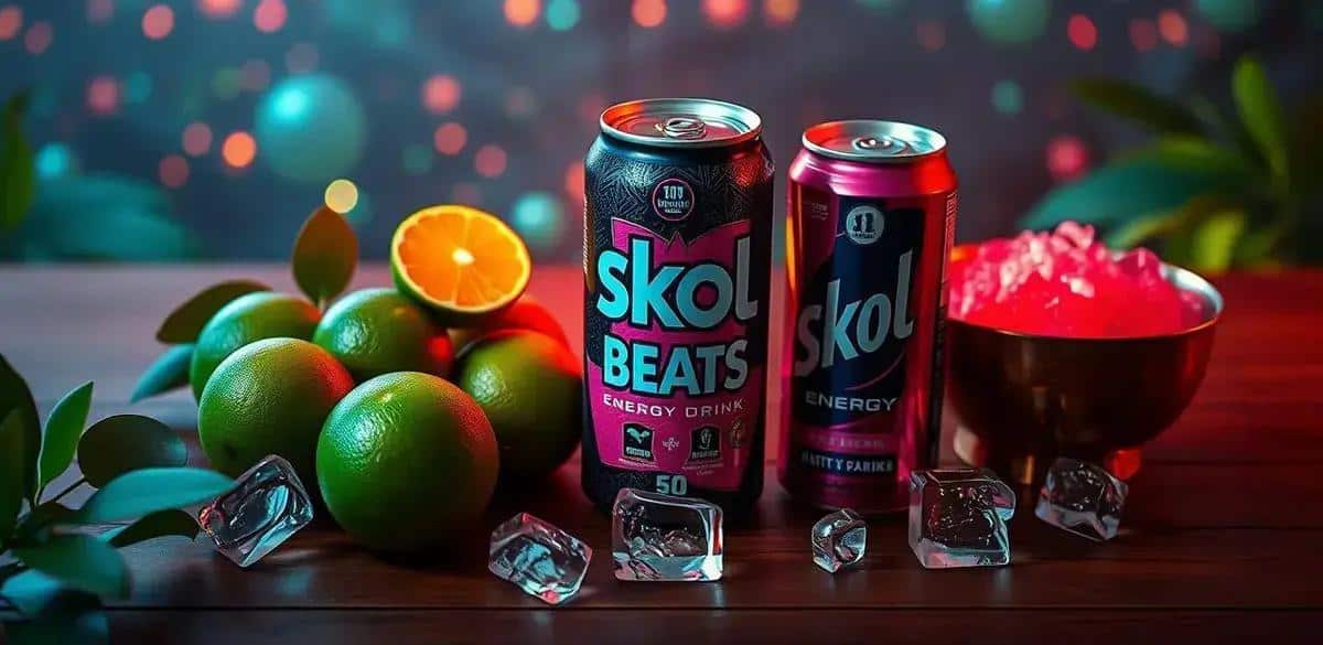 Ingredientes de la receta de Skol Beats con bebida energética y lima