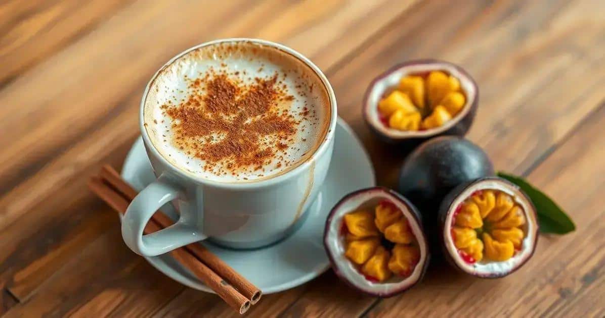 Ingredientes del café con espuma de maracuyá y canela