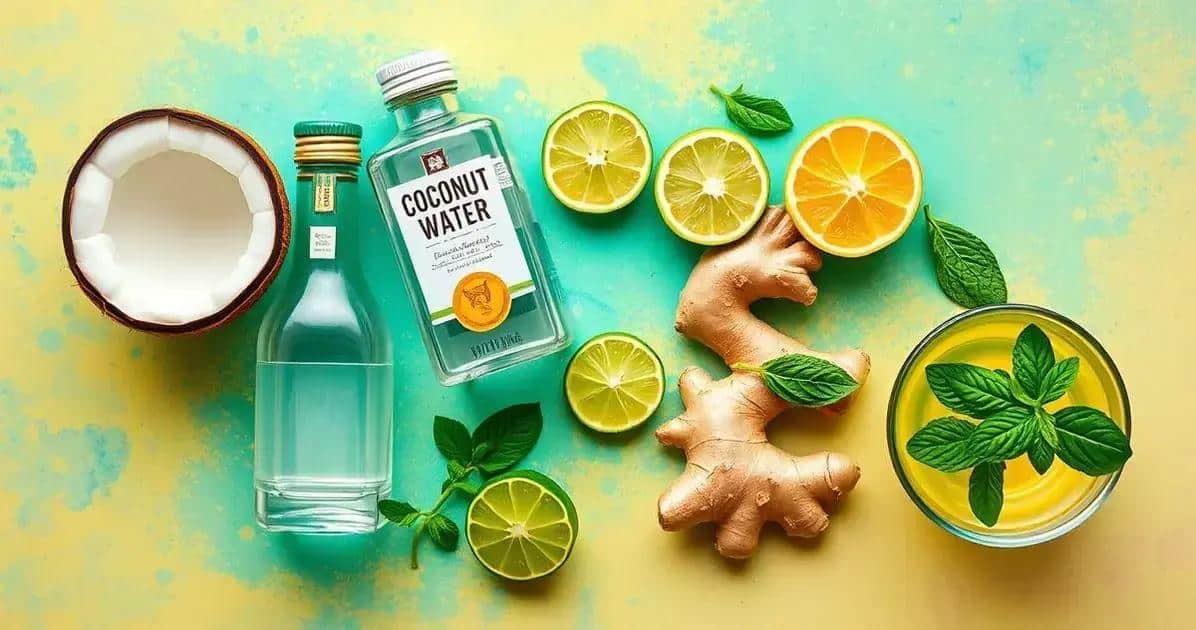 Ingredientes para Agua de Coco con Licor de Coco y Jengibre