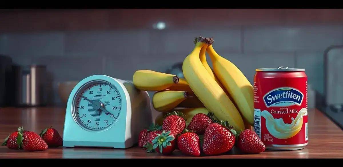 Ingredientes para el cóctel de fresa y plátano