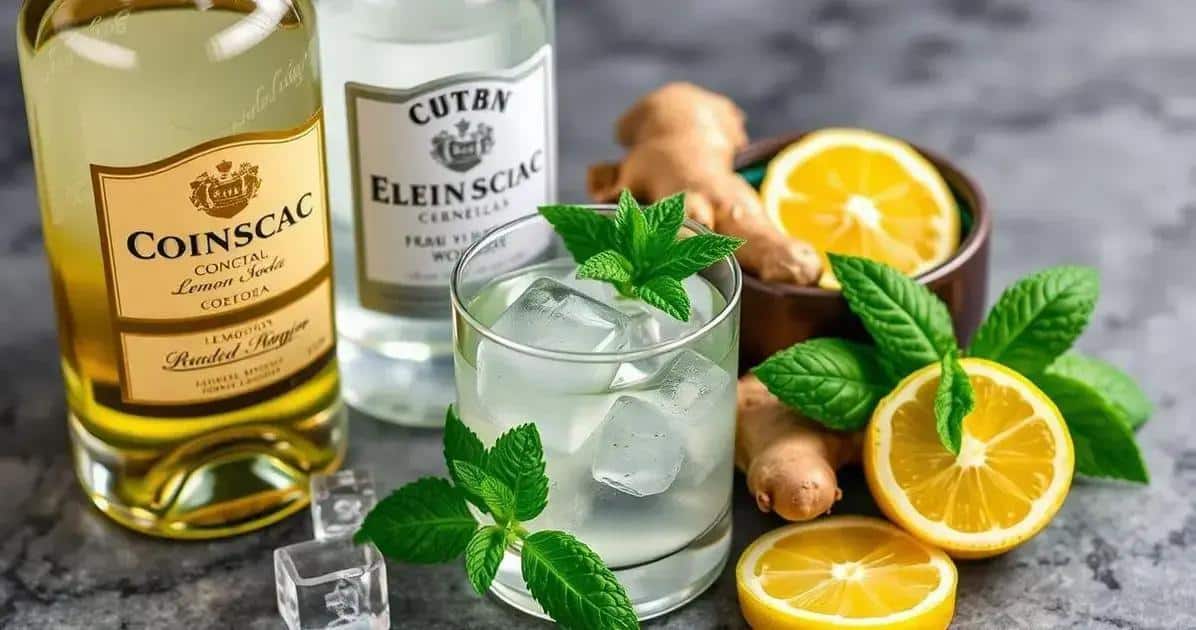 Ingredientes para el Coñac con soda de limón y jengibre