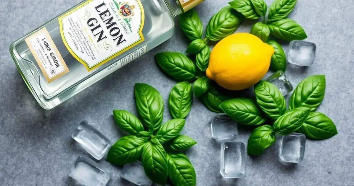 Ingredientes para hacer gin con soda de limón y albahaca
