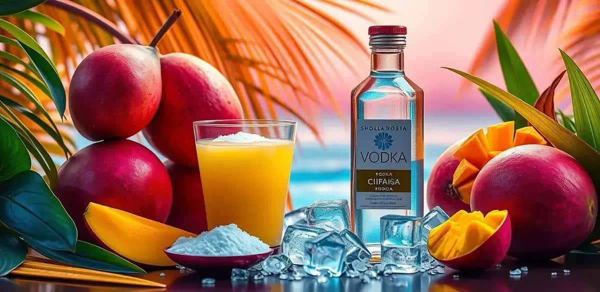 Ingredientes para la caipiroska de mango