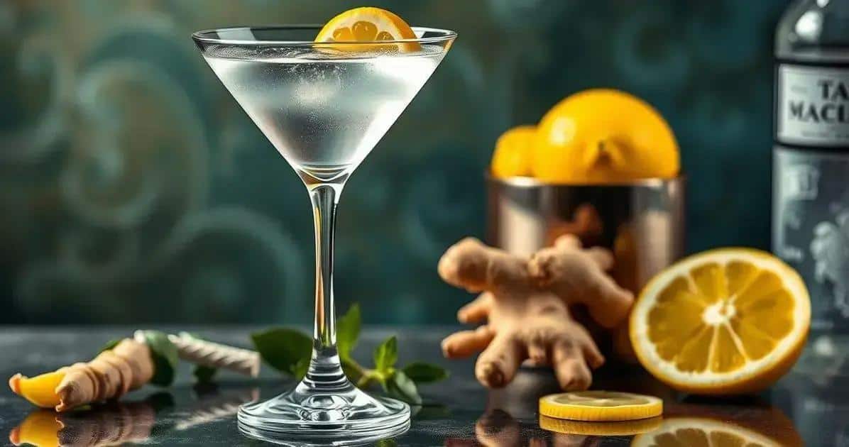Ingredientes para Martini con soda de limón y jengibre