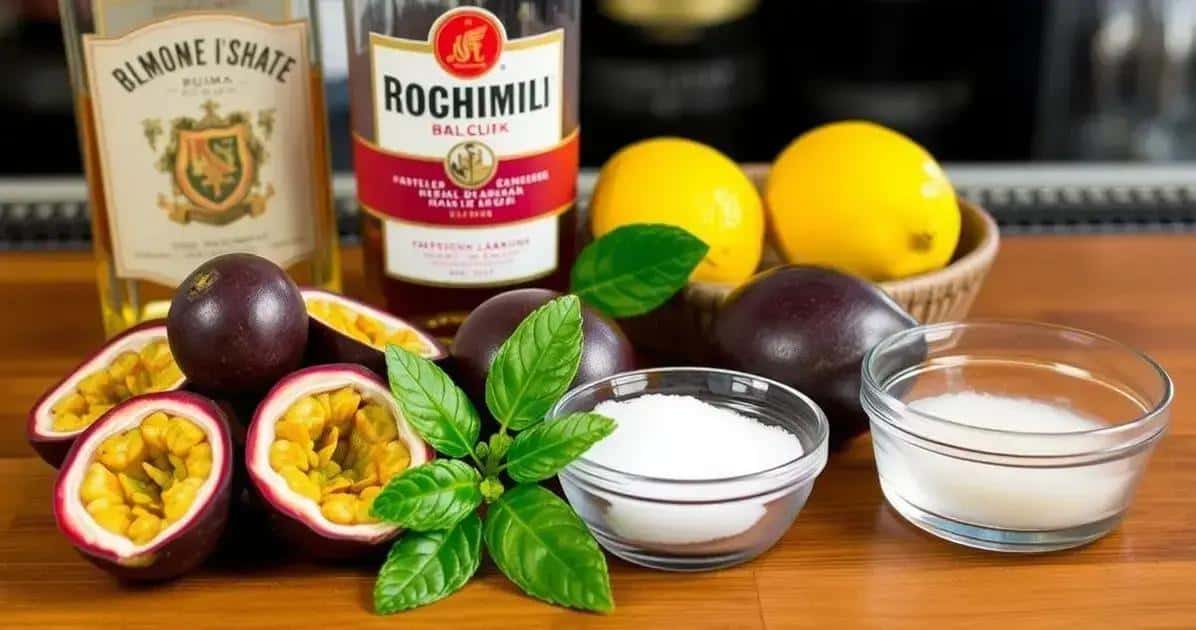 Ingredientes para o Daiquiri de Maracuyá