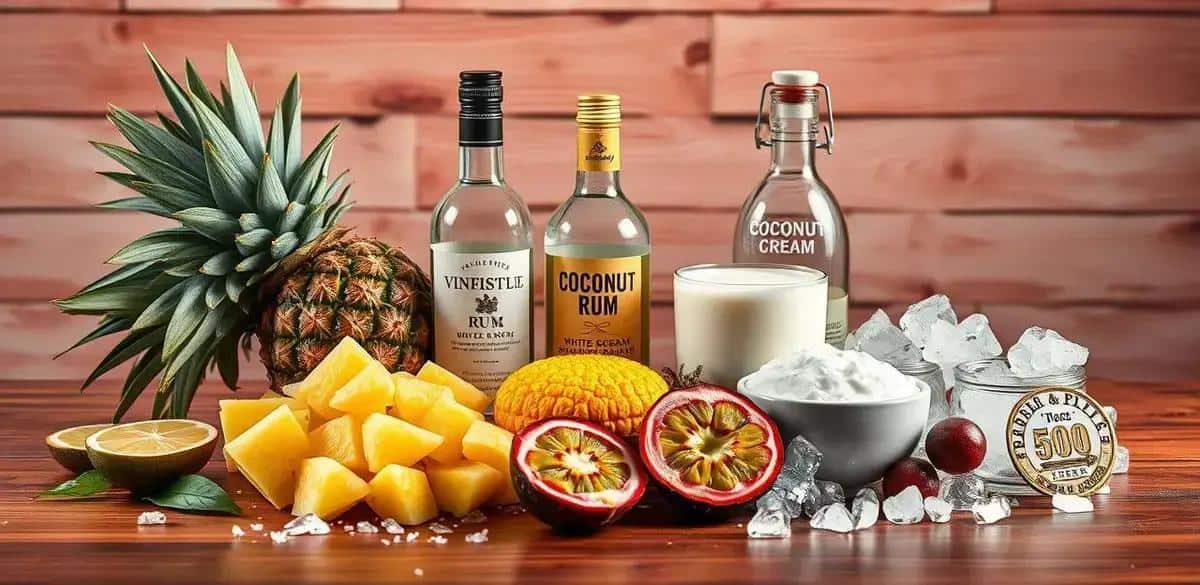 Ingredientes para Piña Colada con Espuma de Maracuyá