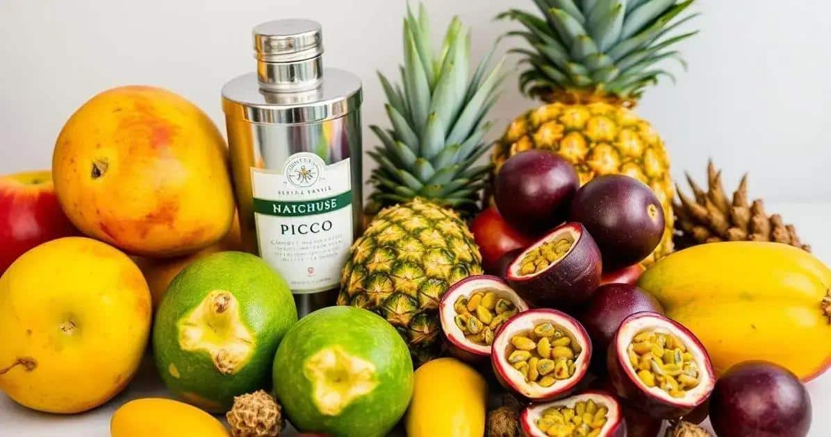 Ingredientes para Pisco Sour con frutas tropicales