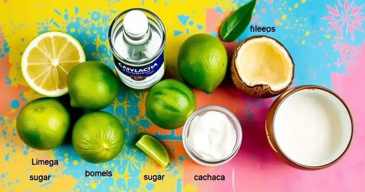 Ingredientes para preparar la Caipiríssima de coco