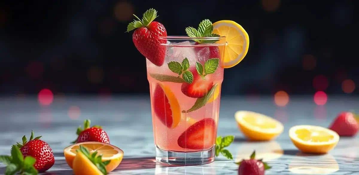 Limonada de Fresa: Sin Alcohol, una Deliciosa Bebida de Limón con Fresas.