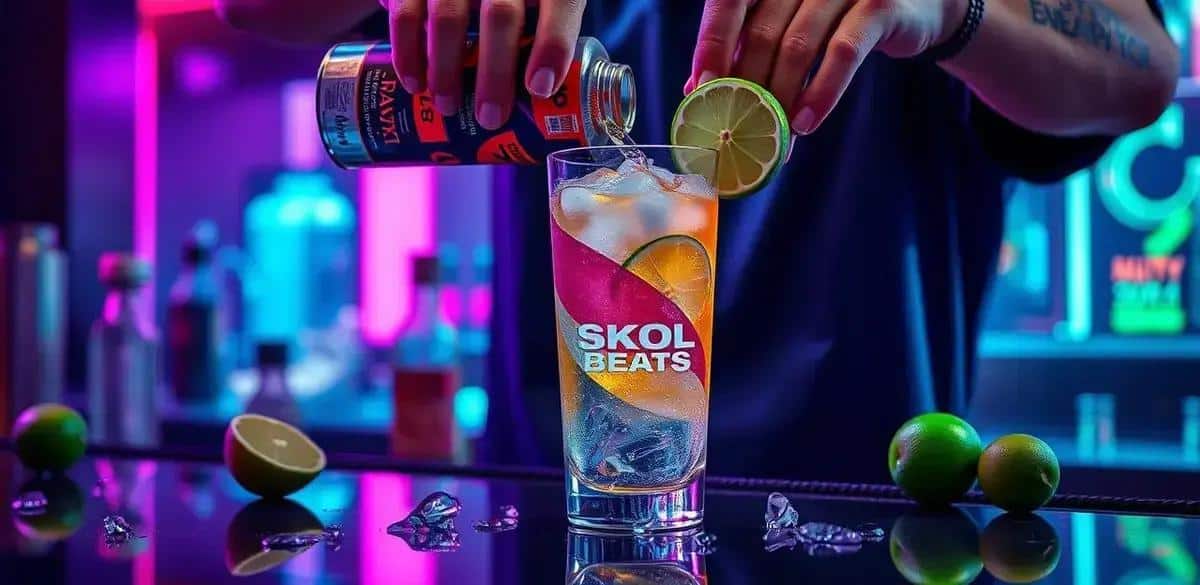 Método de preparación de Skol Beats con bebida energética y lima
