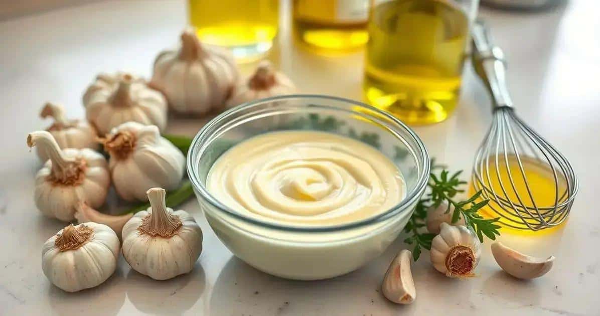 Preparación de la mayonesa de ajo casera