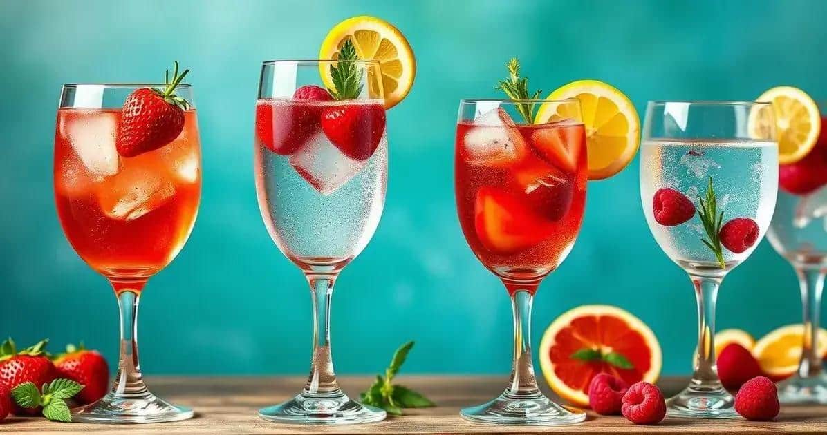 Variaciones de Vodka con soda cero y frutas rojas