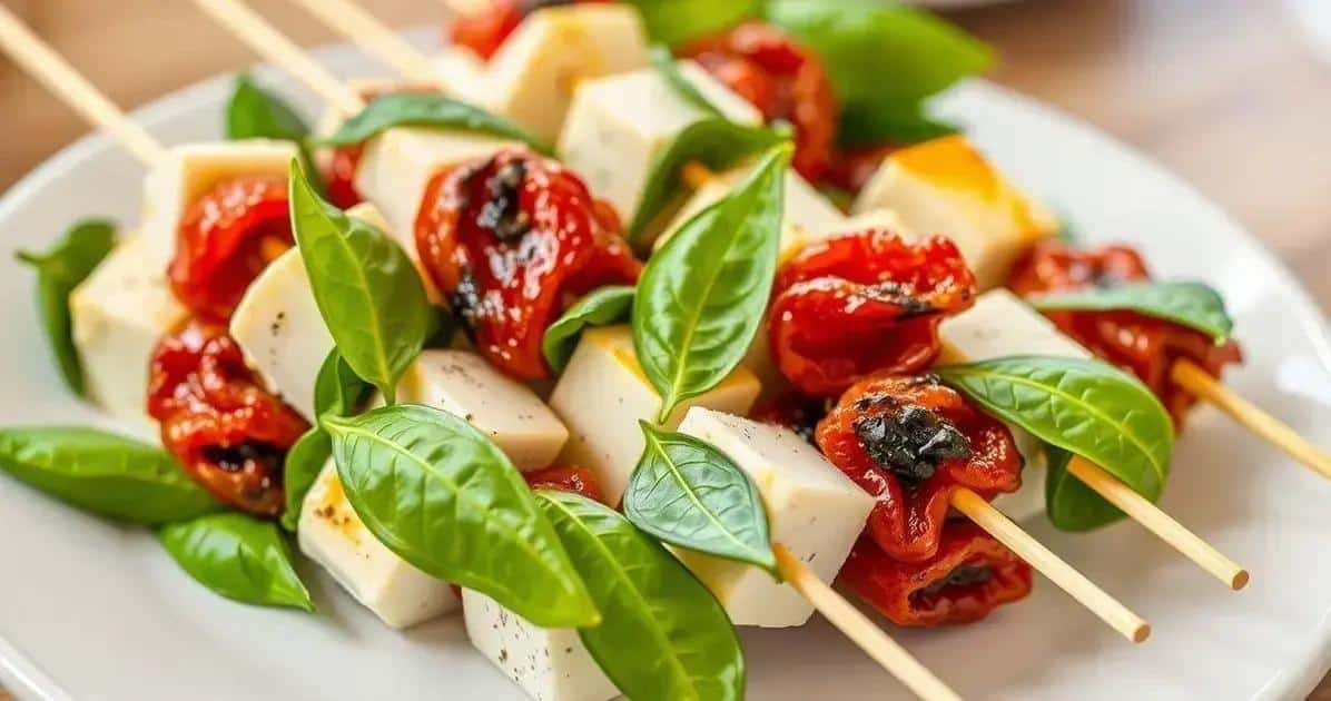 Brochetas de Queso con Albahaca y Tomate Seco: ¡Una Delicia que Debes Probar!