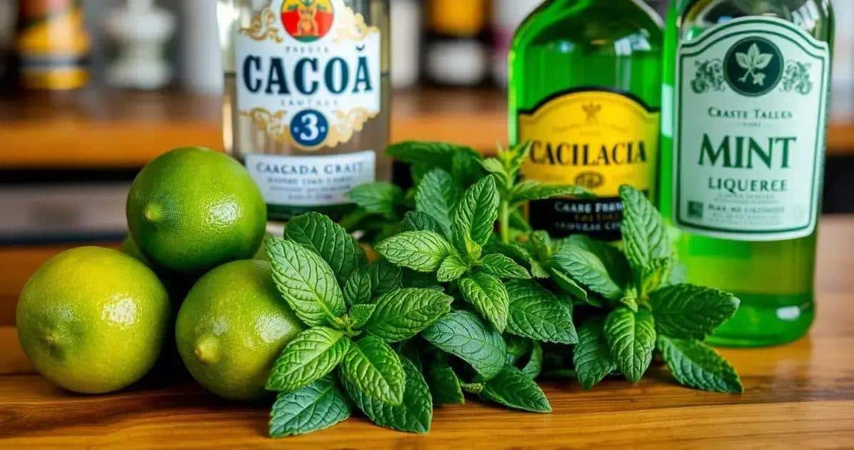 Ingredientes de la Caipiríssima Tropical con Licor de Menta