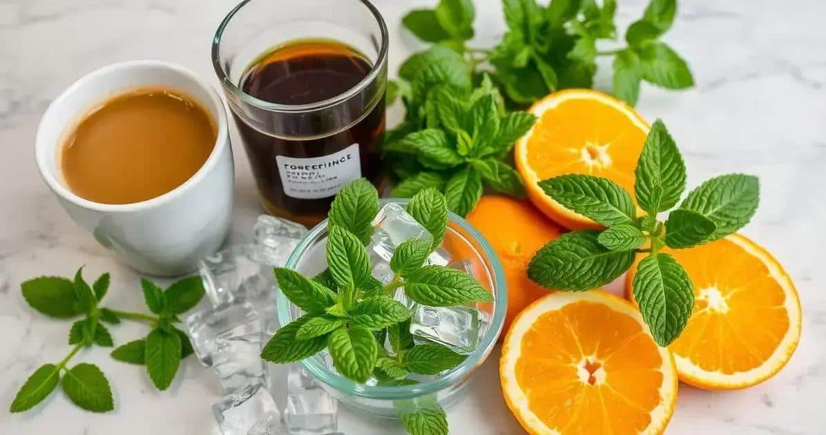 Ingredientes para el café con soda de naranja y menta