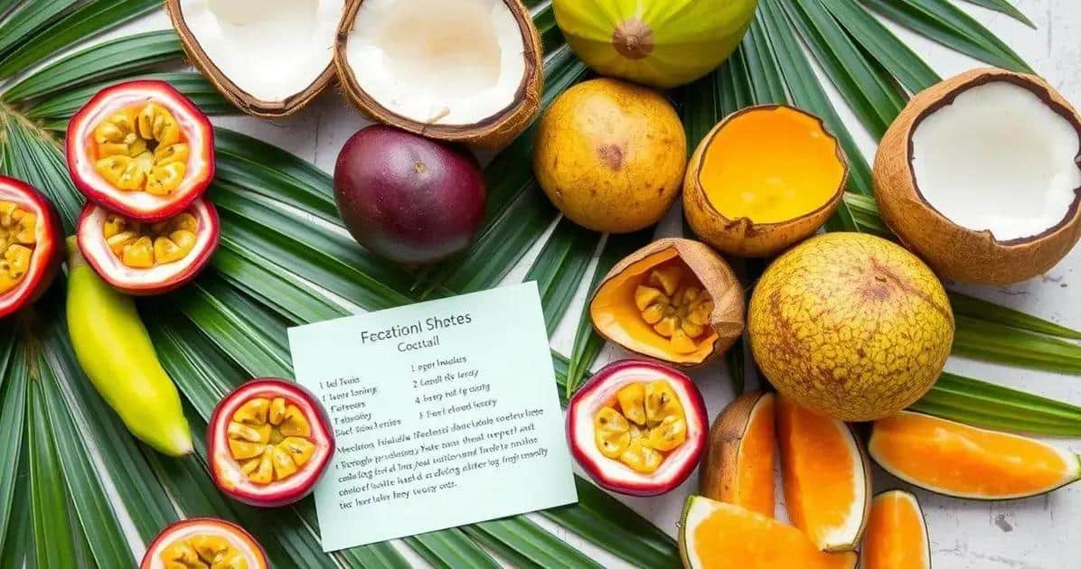 Ingredientes para el Cóctel exótico de maracuyá y licor de coco