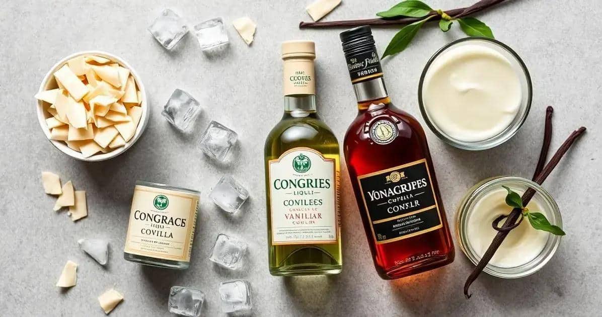 Ingredientes para el Coñac con licor de vainilla y chocolate blanco