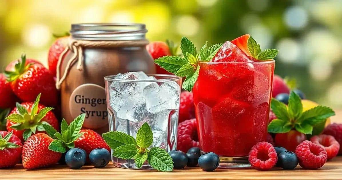 Ingredientes para el Ice con frutas rojas y jarabe de jengibre