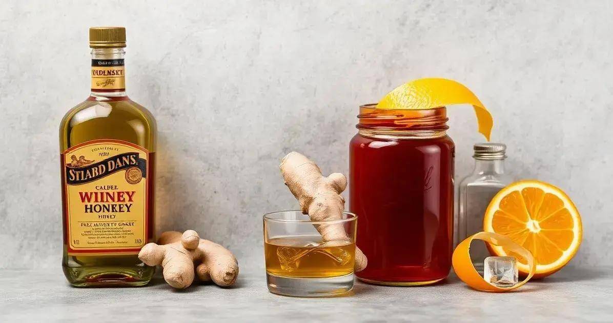 Ingredientes para el Old Fashioned con jarabe de miel y jengibre