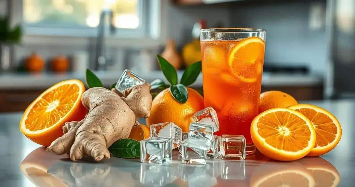 Ingredientes para la bebida energética con soda de naranja y jengibre