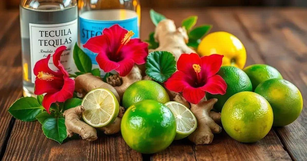 Ingredientes para la Margarita con Hibisco y Jengibre