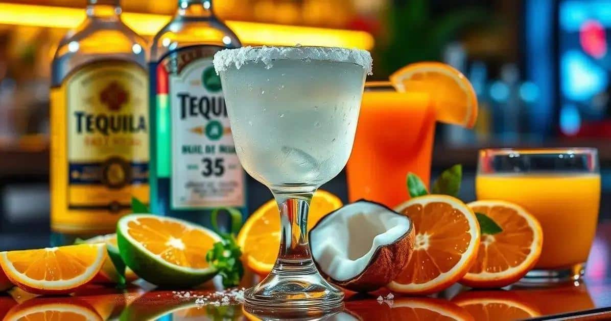 Ingredientes para Margarita con jugo de naranja y espuma de coco