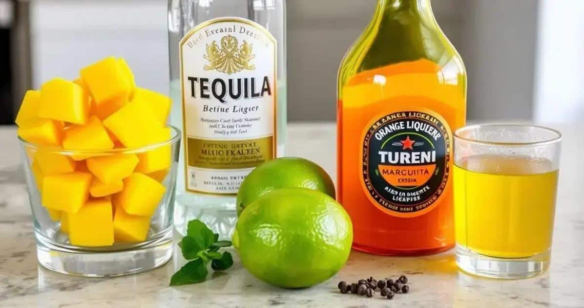 Ingredientes para Margarita de Mango Congelada con Pimienta