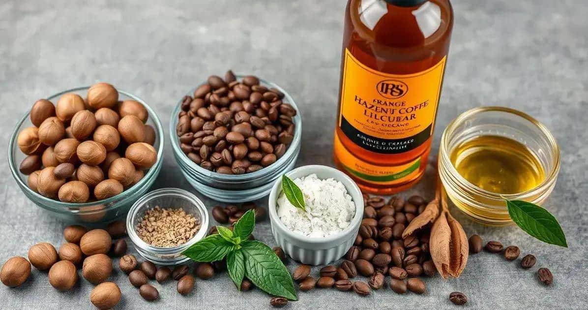 Ingredientes para preparar el licor de avellanas con café y licor de naranja