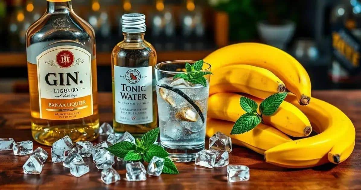 Ingredientes para preparar Gin tónica con licor de plátano
