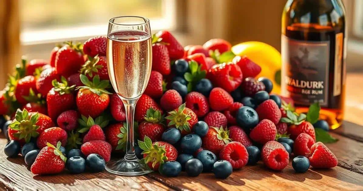 Ingredientes para Ron con espumante y frutas rojas