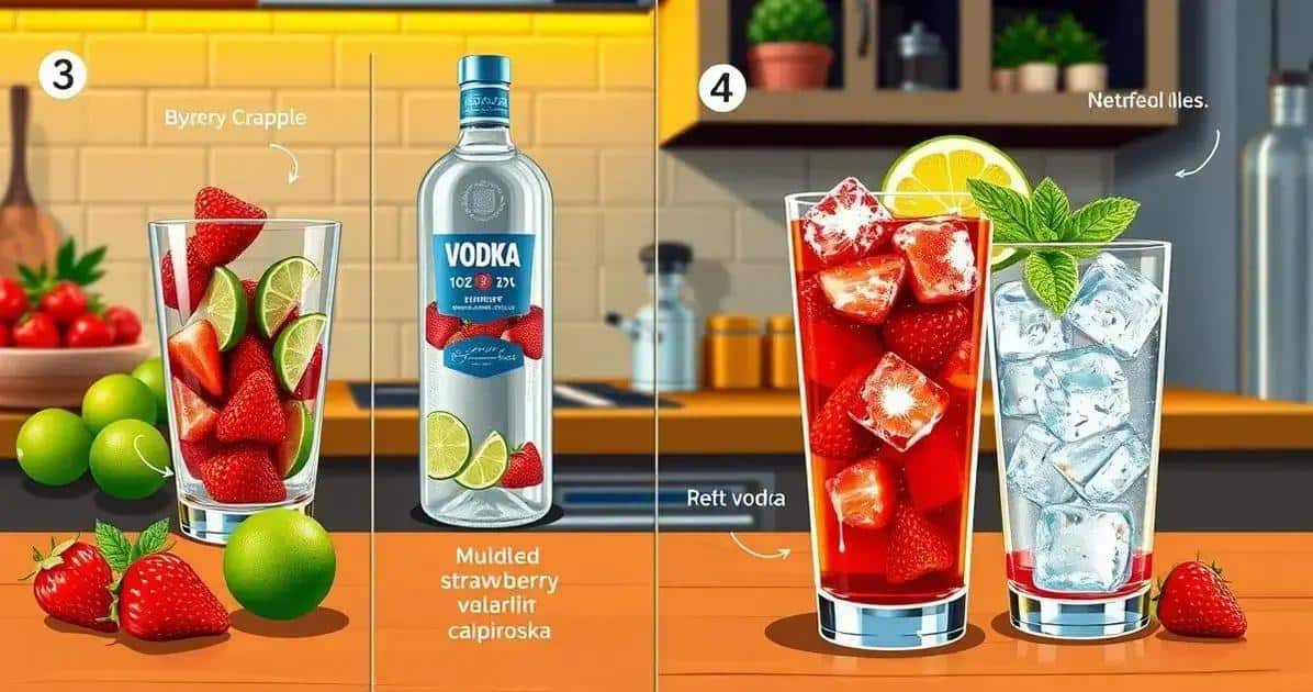 Método de preparación de la Caipiroska de fresa