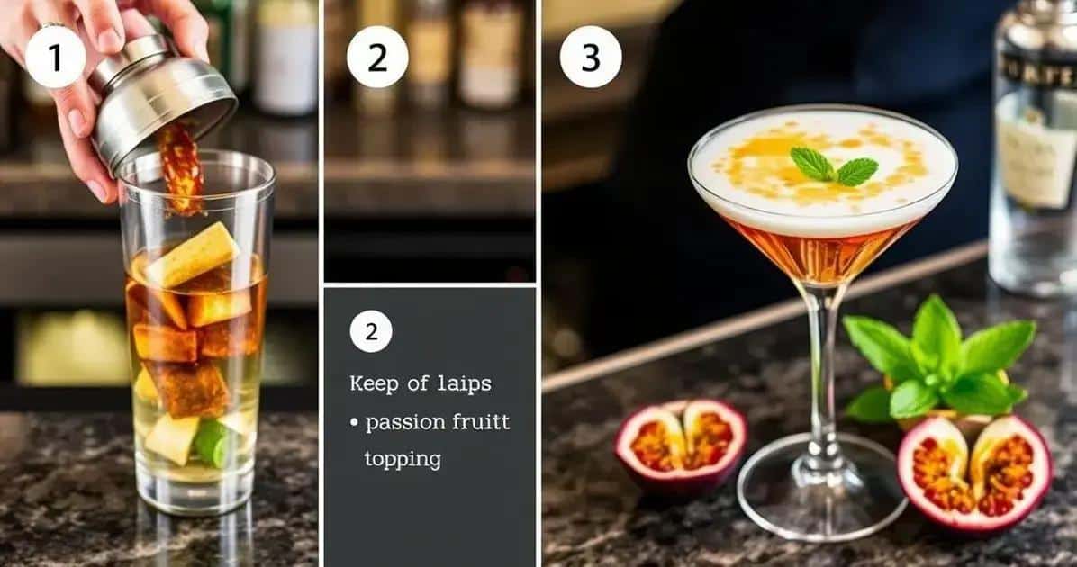 Método de preparación del Martini con espuma de maracuyá y menta
