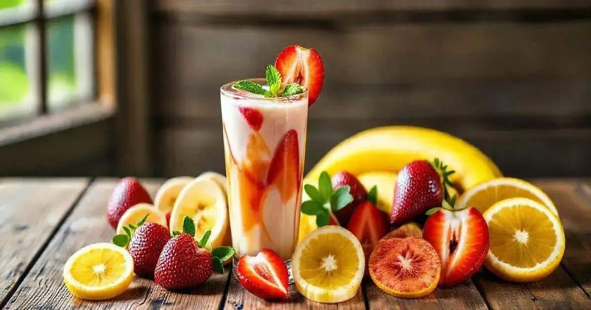 Bebida de Fresa y Plátano con Leche Condensada.