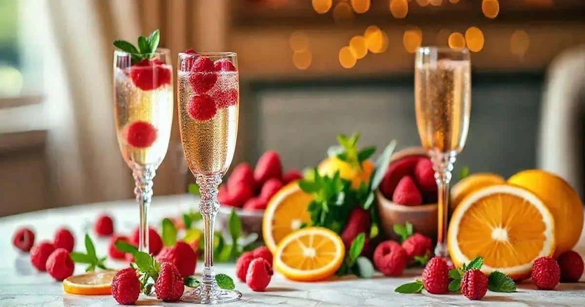 Consejos para servir champaña con jugo de frambuesa y menta
