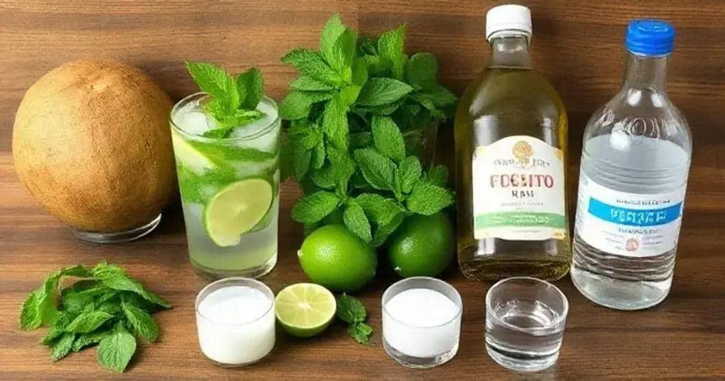 Ingredientes del Mojito con agua de coco
