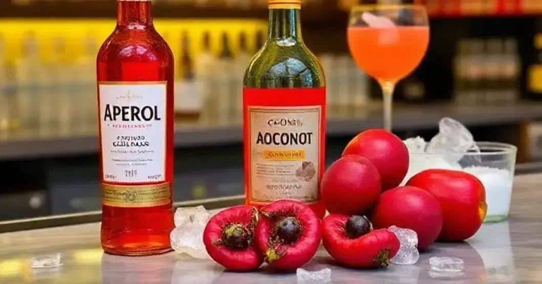 Ingredientes para Aperol con licor de coco y frutas rojas