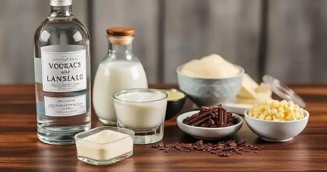 Ingredientes para cóctel cremoso de chocolate blanco con vodka