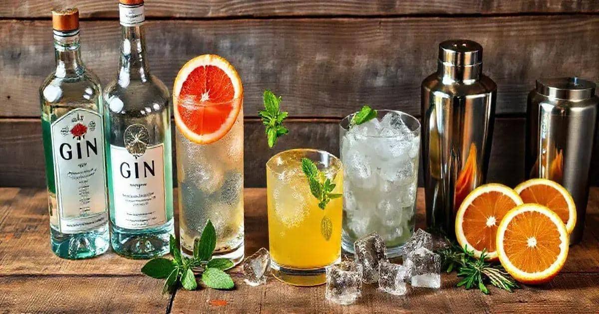 Ingredientes para el cóctel cítrico de toronja con gin