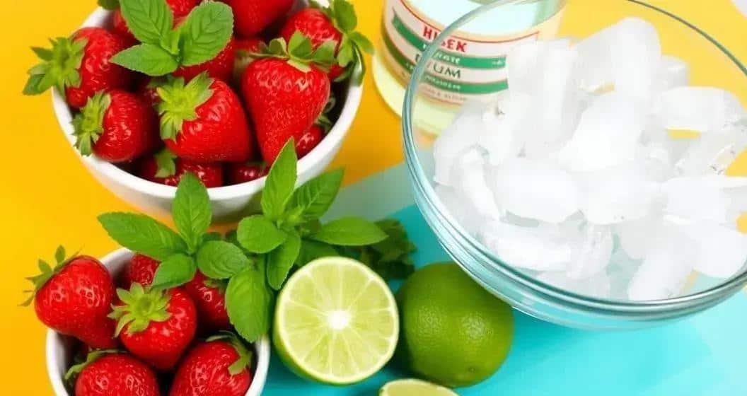Ingredientes para el Daiquiri de Fresa Congelada con Menta