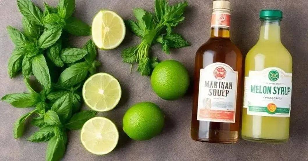 Ingredientes para el Mojito Mexicano con Jarabe de Melón