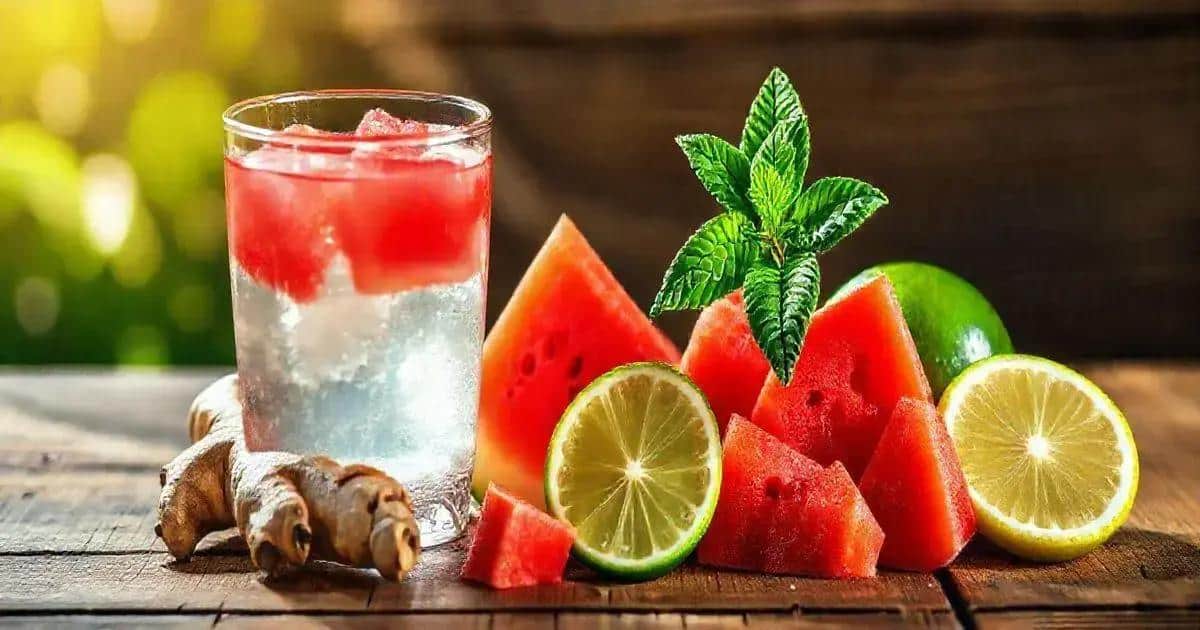 Ingredientes para el Sake Tropical con Sandía y Jengibre