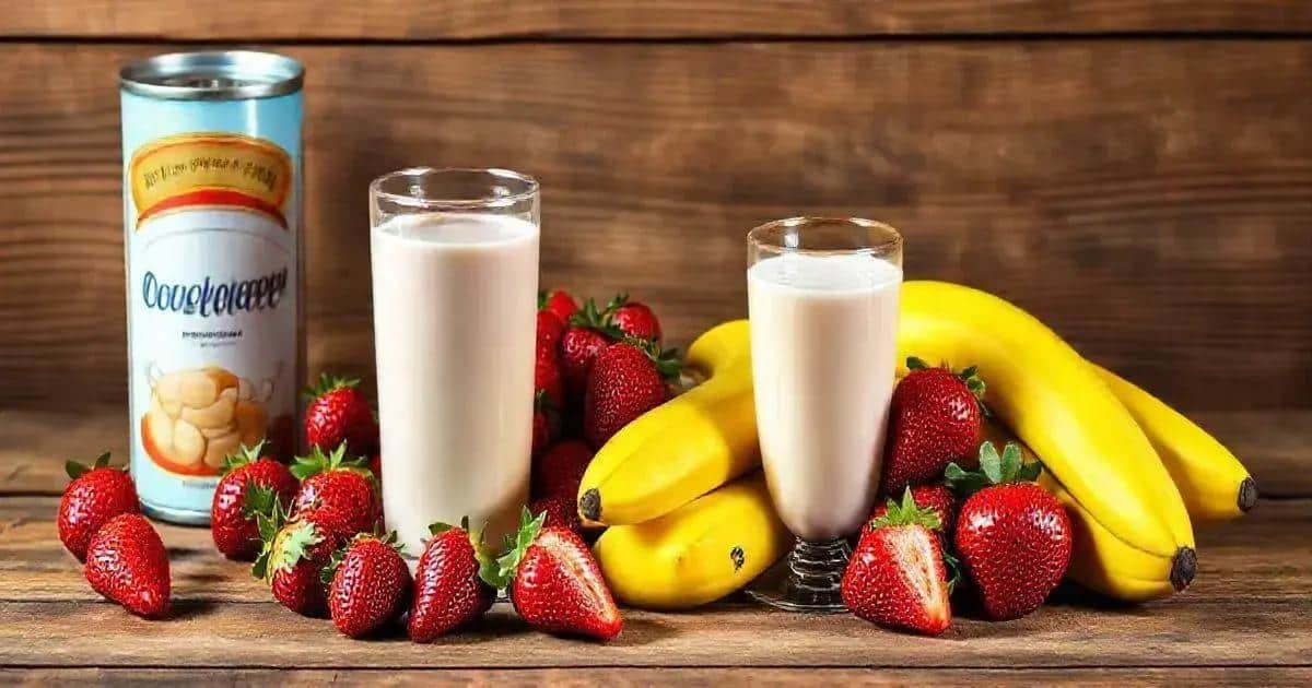 Ingredientes para la Bebida de Fresa y Plátano con Leche Condensada