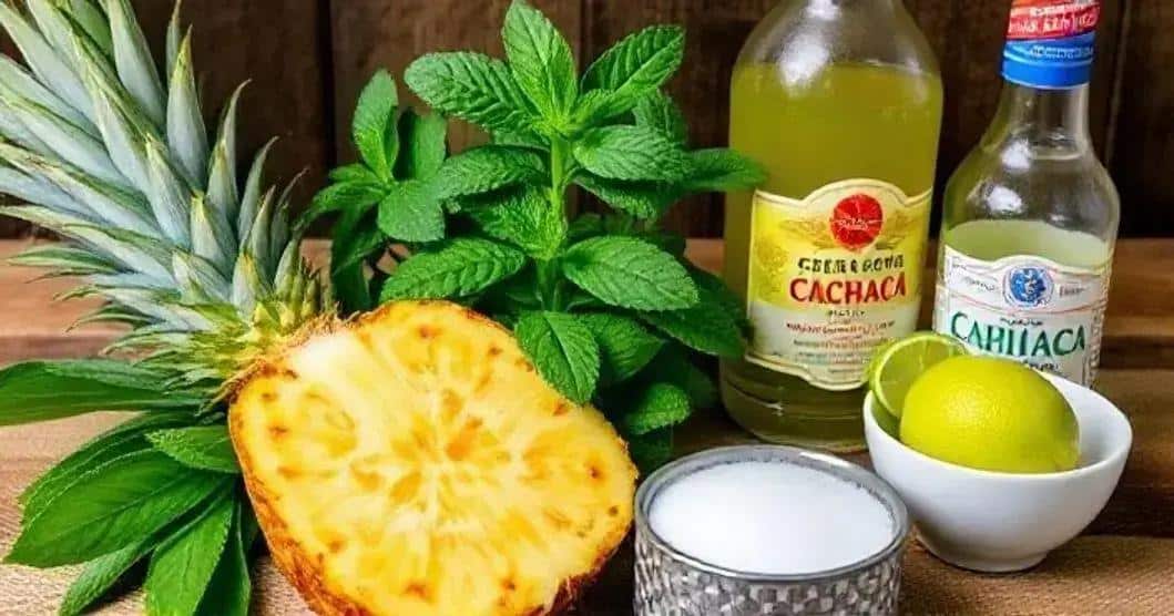 Ingredientes para la Caipirinha de Piña con Espuma de Menta