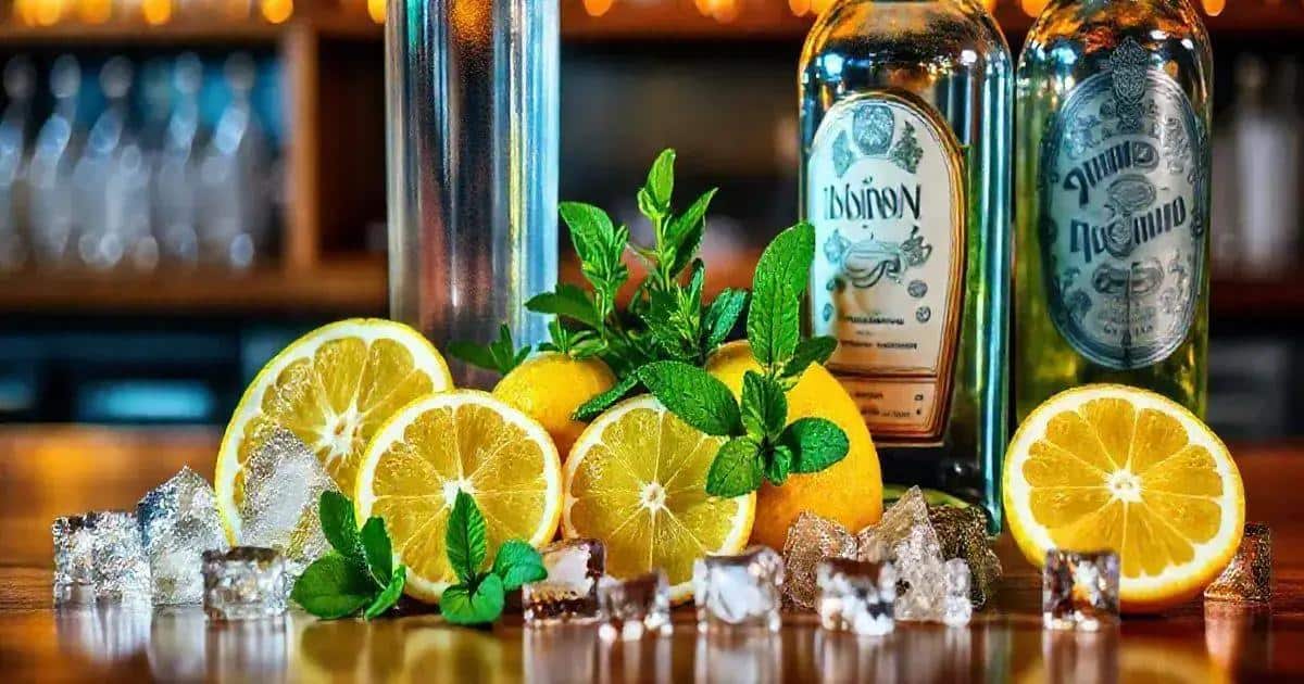 Ingredientes para la Caipiroska de Limón Siciliano con Licor de Menta
