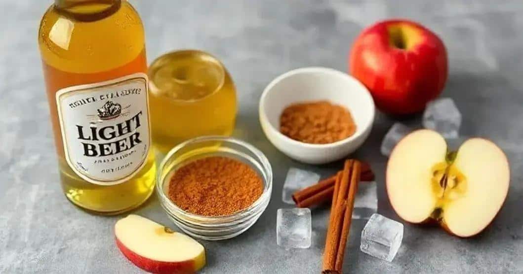 Ingredientes para la cerveza con jarabe de manzana y canela